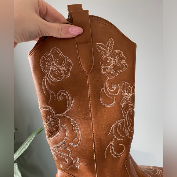 Brown western cowboy boots floral embroidered - Picture 4 of 6